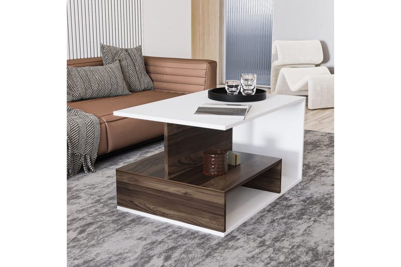 Veradia Sofabord 90 cm - Brun/Hvit - Møbler - Bord - Sofabord