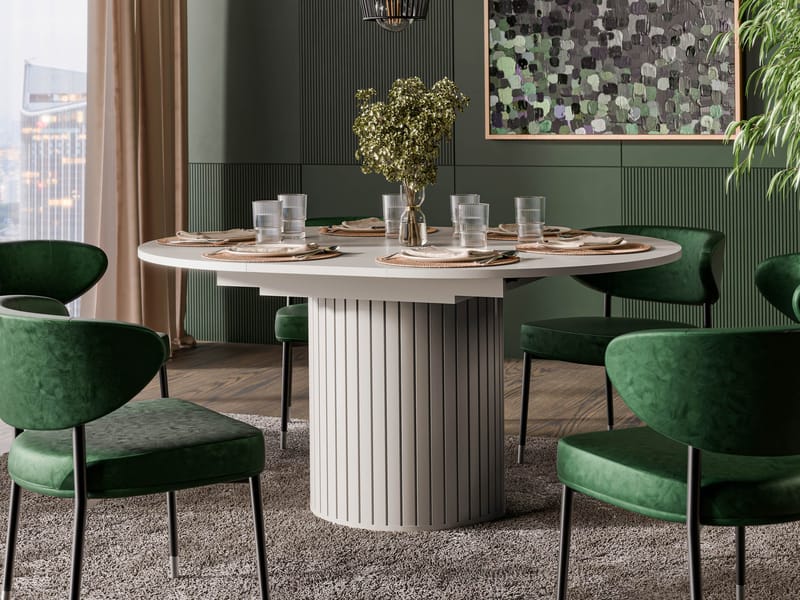 Veyricor Förlängningsbart Spisebord 120-160 cm Rundt - Beige - Møbler - Bord - Spisebord & kjøkkenbord