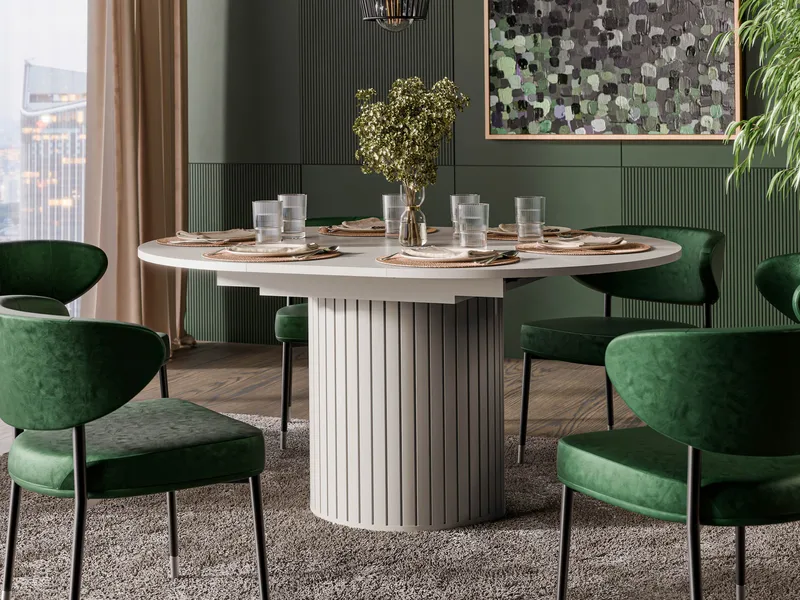 Veyricor Förlängningsbart Spisebord 120-160 cm Rundt - Beige - Møbler - Bord - Spisebord & kjøkkenbord