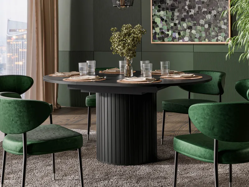 Veyricor Förlängningsbart Spisebord 120-160 cm Rundt - Svart - Møbler - Bord - Spisebord & kjøkkenbord