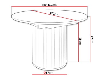 Veyricor Uttrekkbart Rundt Spisebord 120-160 cm i Malt MDF - Svart - Møbler - Bord - Spisebord & kjøkkenbord
