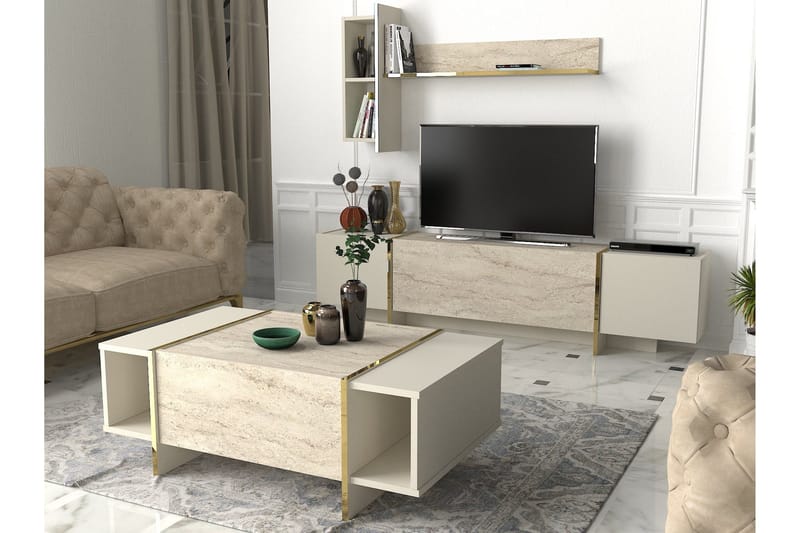 Veyron Sofabord 104 cm - Beige/Sandstein - Møbler - Bord - Sofabord