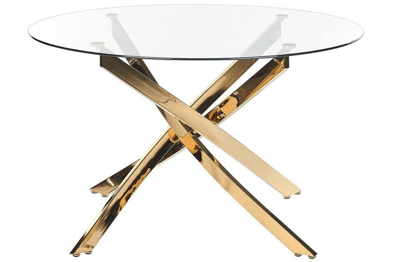 Vincenzo Spisebord 120 cm Rund - Gjennomsiktig/Gull - Møbler - Bord - Spisebord & kjøkkenbord