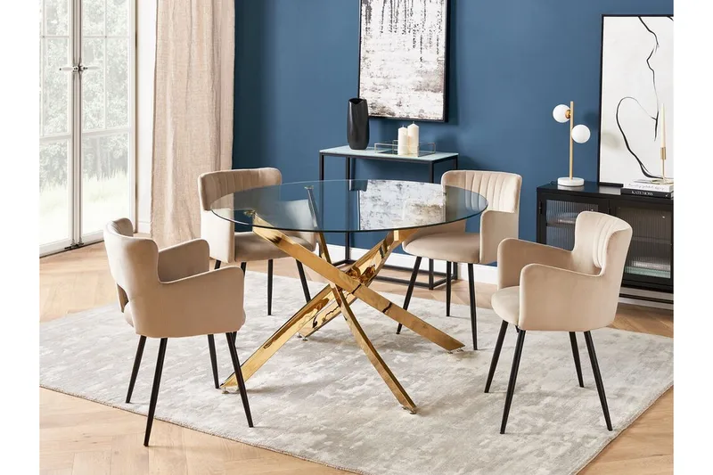 Vincenzo Spisebord 120 cm Rund - Gjennomsiktig/Gull - Møbler - Bord - Spisebord & kjøkkenbord