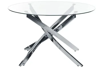 Vincenzo Spisebord 120 cm Rund - Transparent/Sølv - Møbler - Bord - Spisebord & kjøkkenbord