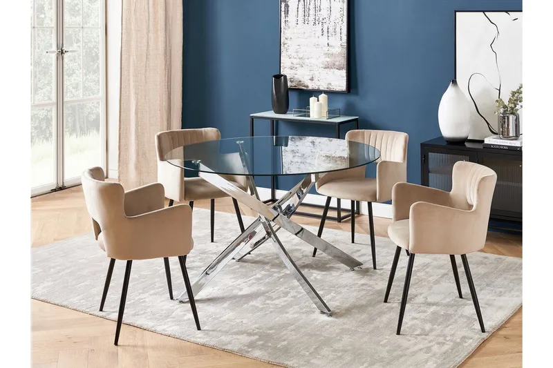 Vincenzo Spisebord 120 cm Rund - Transparent/Sølv - Møbler - Bord - Spisebord & kjøkkenbord