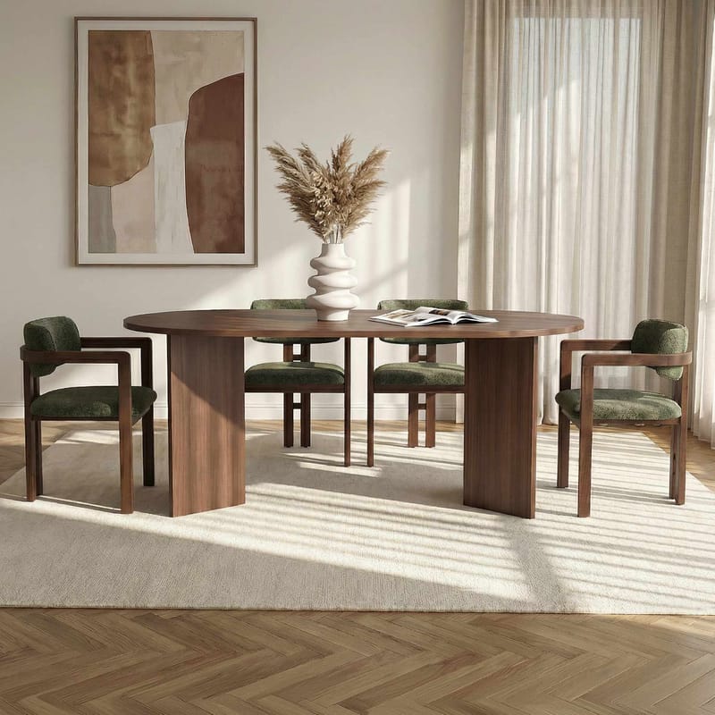Vintar Spisebord- og stolsett 180x75x90 cm 5 deler - Milano Walnut, Dark Walnut, Green - Møbler - Bord - Spisegrupper