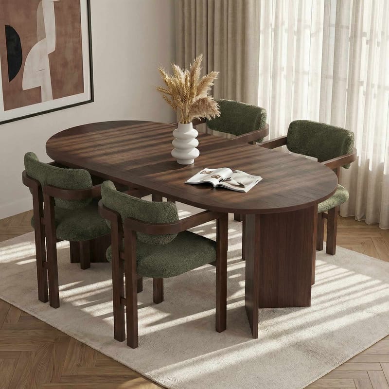 Vintar Spisebord- og stolsett 180x75x90 cm 5 deler - Milano Walnut, Dark Walnut, Green - Møbler - Bord - Spisegrupper