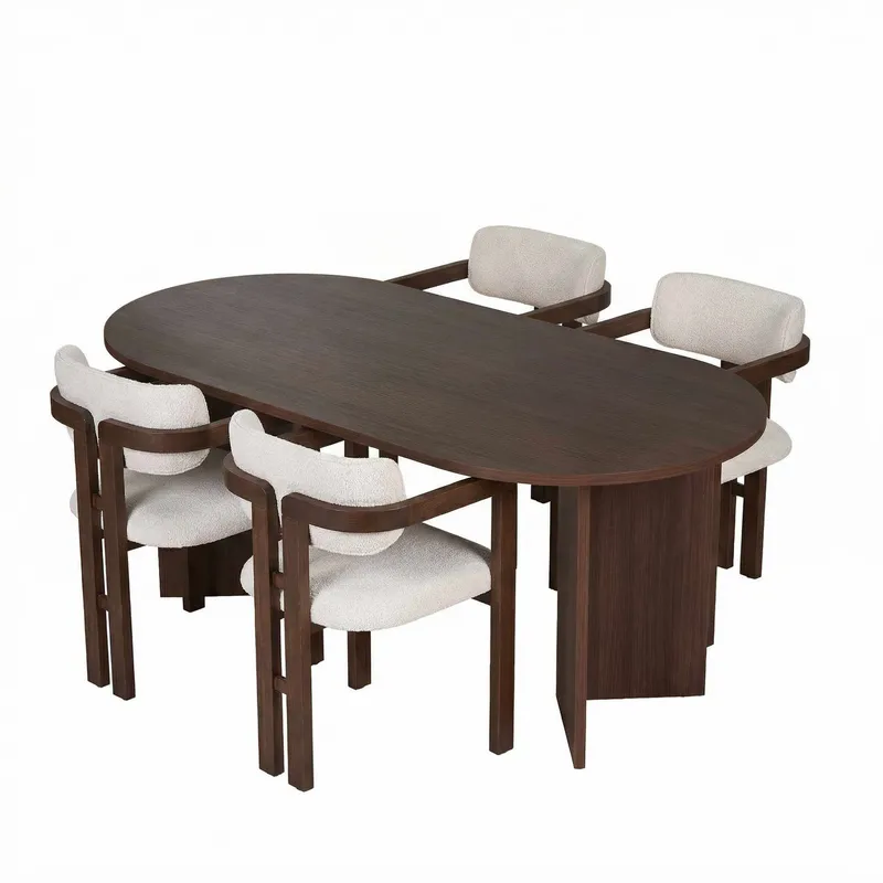 Vintar Spisebord- og stolsett 180x75x90 cm 5 deler - Milano Walnut, Dark Walnut, hvit - Møbler - Bord - Spisegrupper