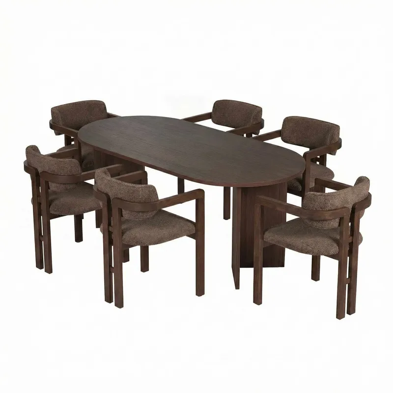 Vintar Spisebord- og stolsett 180x75x90 cm 7 deler, Milano valnøtt, mørk valnøtt, brun