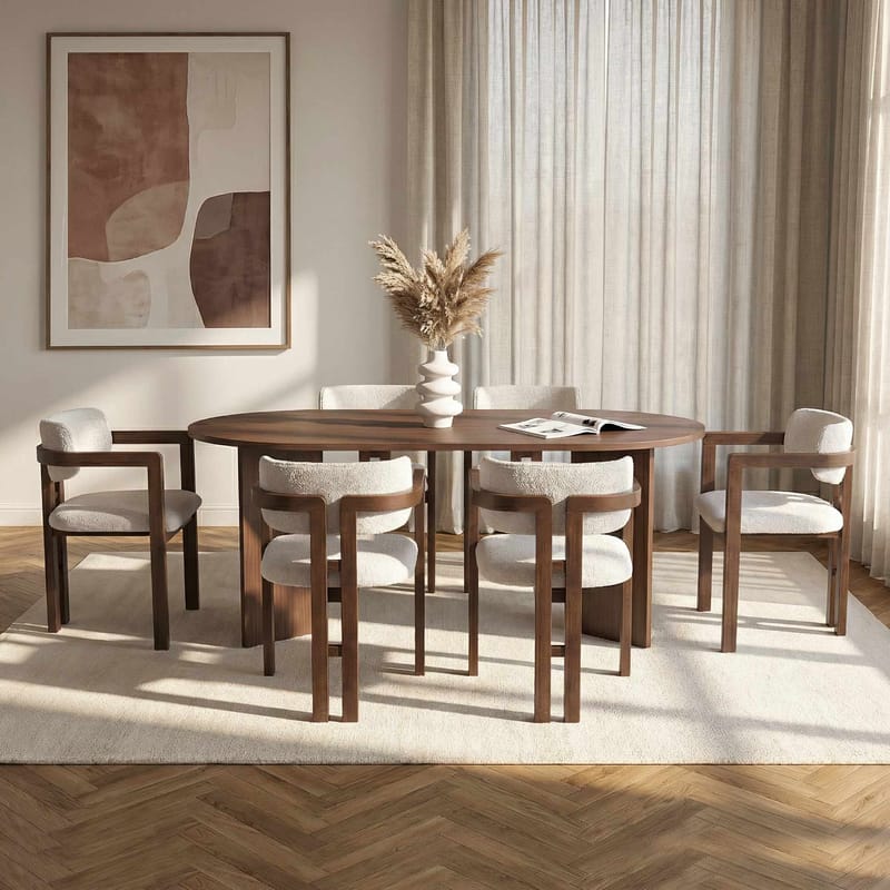 Vintar Spisebord- og stolsett 180x75x90 cm 7 deler - Milano Walnut, Dark Walnut, hvit - Møbler - Bord - Spisegrupper
