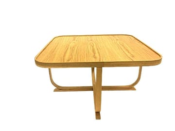 Xalvo 90 cm Kvadratisk Sofabord med Buede Ben i Eik - Brun - Møbler - Bord - Sofabord