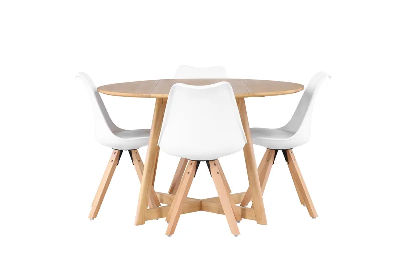 Yakidon Spisegruppe 120 cm Rund med 4 Zeno Stoler, Brun