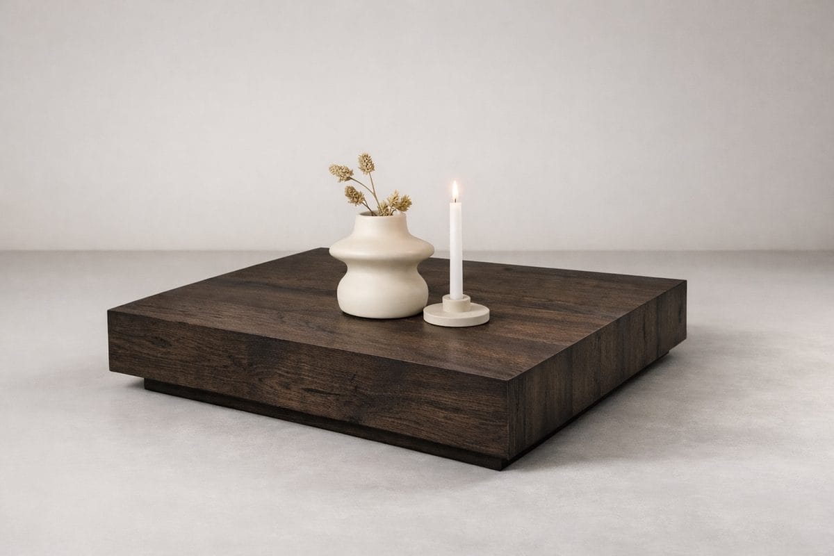 York sofabord 80 cm - Semsket skinn-farget
