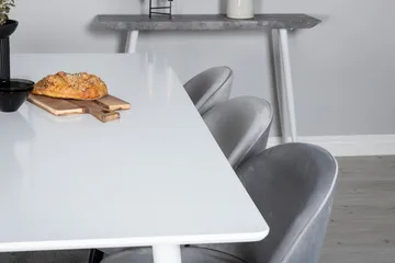 Ypas Spisegruppe 180 cm inkl. 6 Valeri Stoler - Hvit/Fløyel/Lysegrå/Svart - Møbler - Bord - Spisegrupper