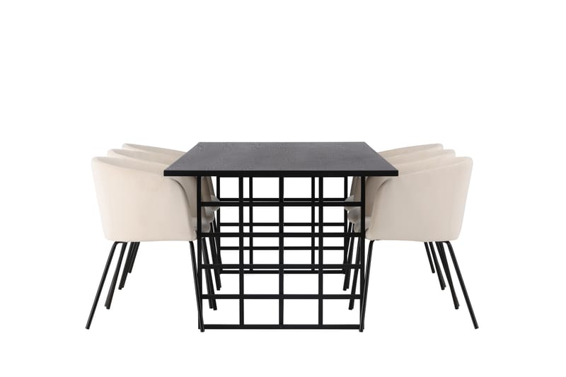 Ystad Spisegruppe 220 cm Rektangulær med 6 Berit Stoler - Beige - Møbler - Bord - Spisegrupper