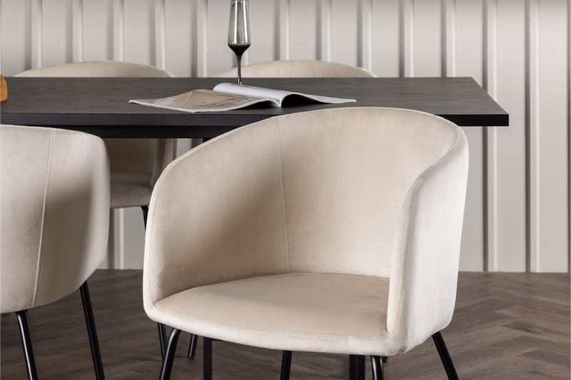 Ystad Spisegruppe 220 cm Rektangulær med 6 Berit Stoler - Beige - Møbler - Bord - Spisegrupper