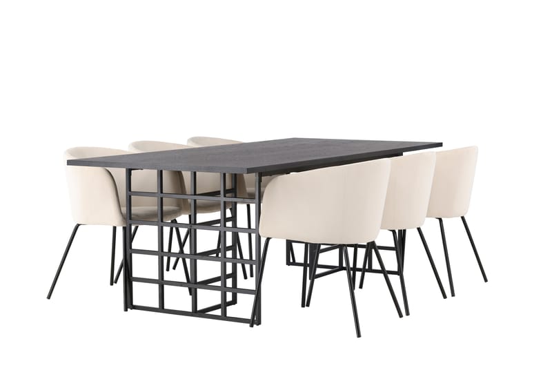 Ystad Spisegruppe 220 cm Rektangulær med 6 Berit Stoler - Beige - Møbler - Bord - Spisegrupper