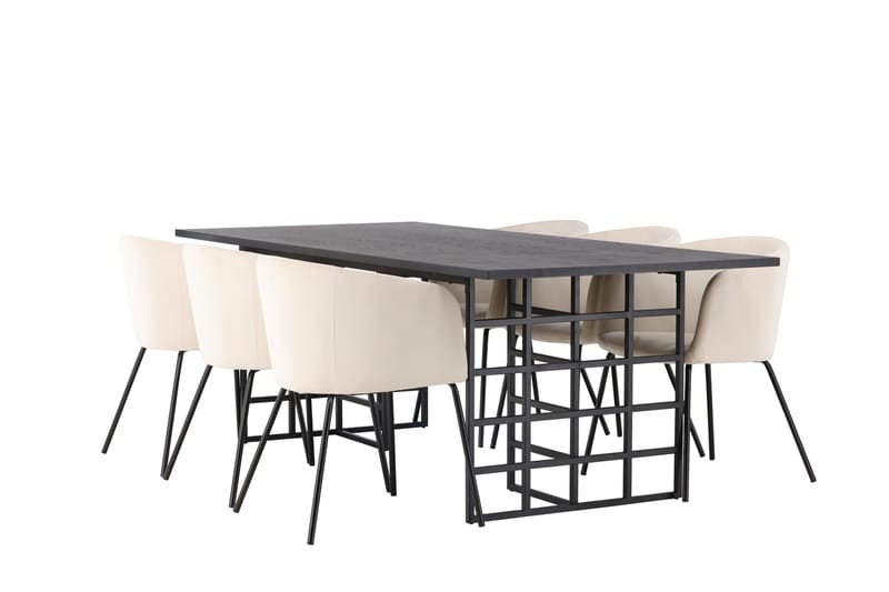Ystad Spisegruppe 220 cm Rektangulær med 6 Berit Stoler - Beige - Møbler - Bord - Spisegrupper