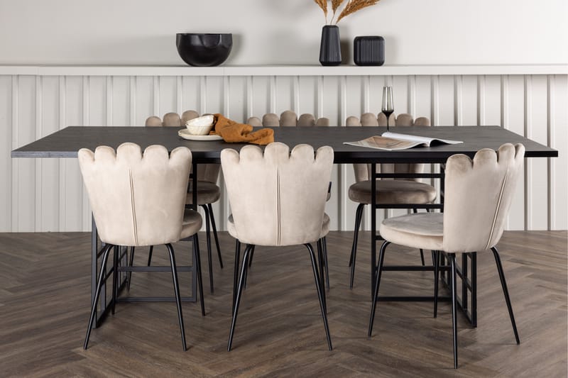 Ystad Spisegruppe 220 cm Rektangulær med 6 Limhamn Stoler - Beige - Møbler - Bord - Spisegrupper