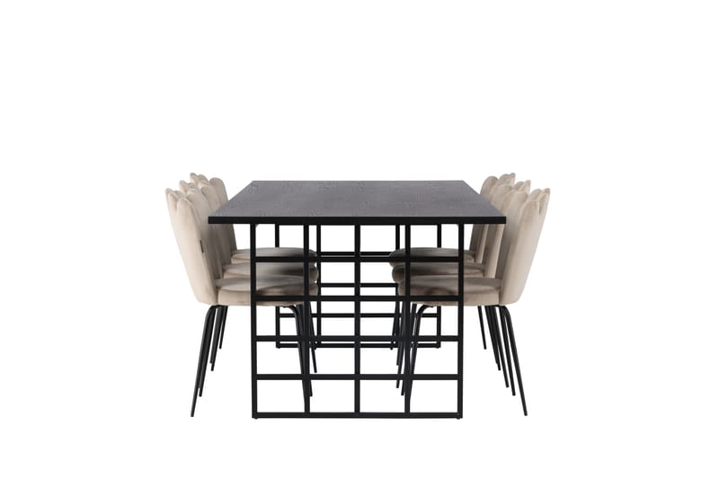 Ystad Spisegruppe 220 cm Rektangulær med 6 Limhamn Stoler - Beige - Møbler - Bord - Spisegrupper