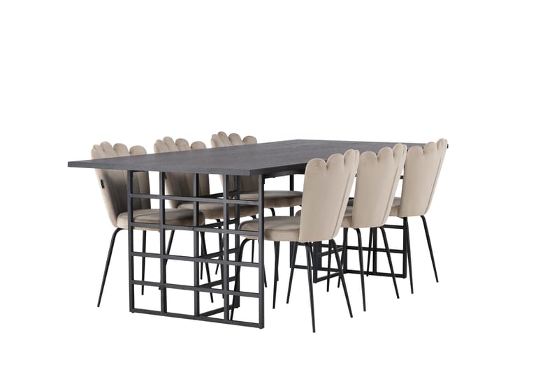 Ystad Spisegruppe 220 cm Rektangulær med 6 Limhamn Stoler - Beige - Møbler - Bord - Spisegrupper