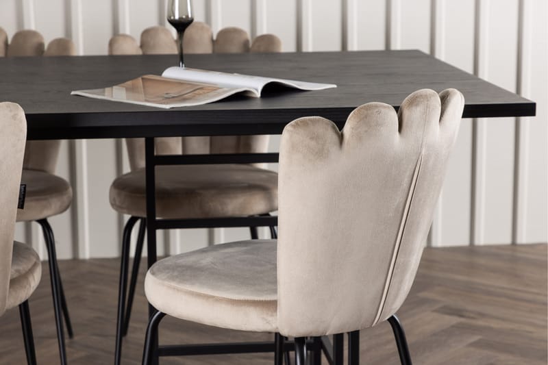 Ystad Spisegruppe 220 cm Rektangulær med 6 Limhamn Stoler - Beige - Møbler - Bord - Spisegrupper