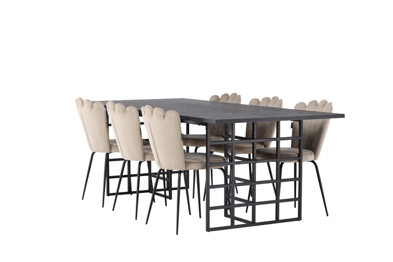 Ystad Spisegruppe 220 cm Rektangulær med 6 Limhamn Stoler - Beige - Møbler - Bord - Spisegrupper