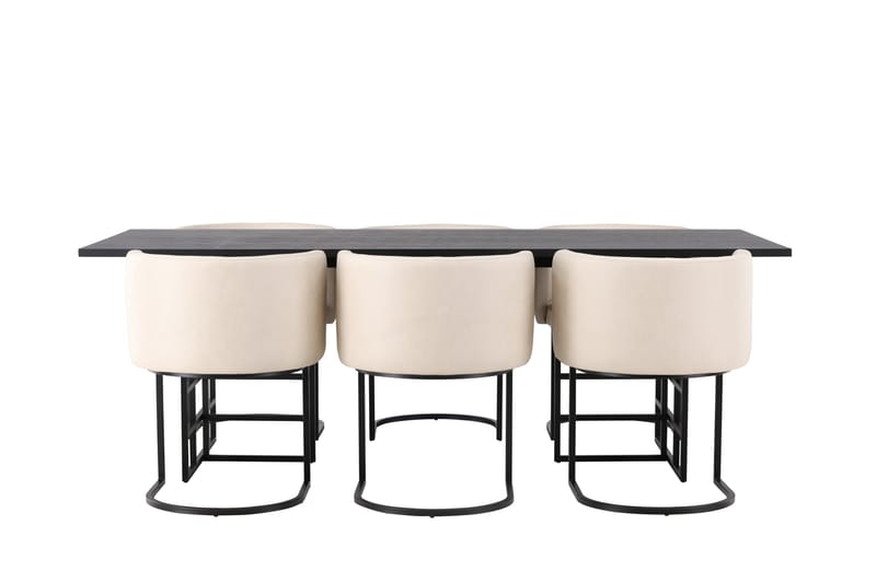 Ystad Spisegruppe 220 cm Rektangulær med 6 Simrishamn Stoler, Beige