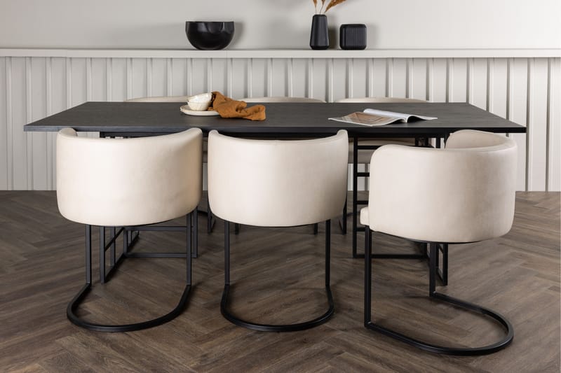 Ystad Spisegruppe 220 cm Rektangulær med 6 Simrishamn Stoler - Beige - Møbler - Bord - Spisegrupper
