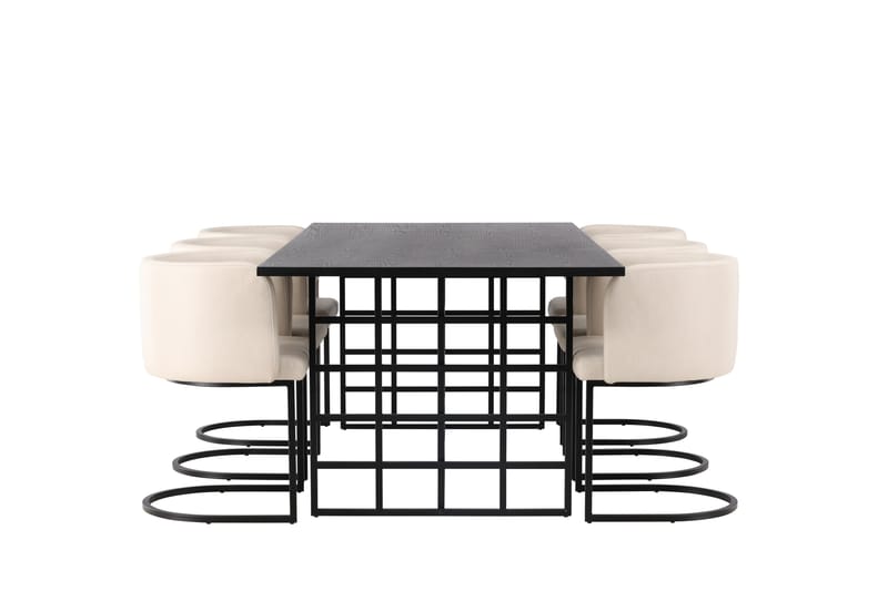 Ystad Spisegruppe 220 cm Rektangulær med 6 Simrishamn Stoler - Beige - Møbler - Bord - Spisegrupper