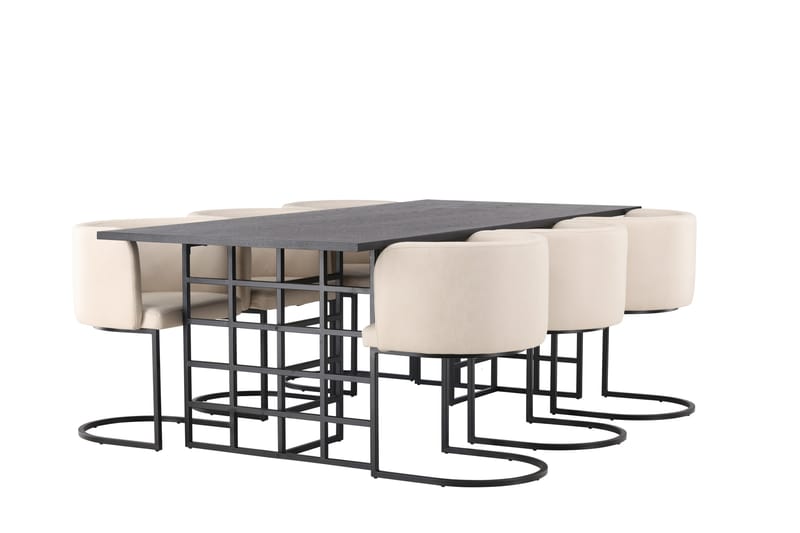 Ystad Spisegruppe 220 cm Rektangulær med 6 Simrishamn Stoler - Beige - Møbler - Bord - Spisegrupper