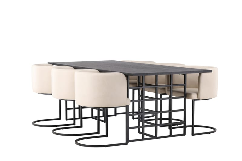 Ystad Spisegruppe 220 cm Rektangulær med 6 Simrishamn Stoler - Beige - Møbler - Bord - Spisegrupper