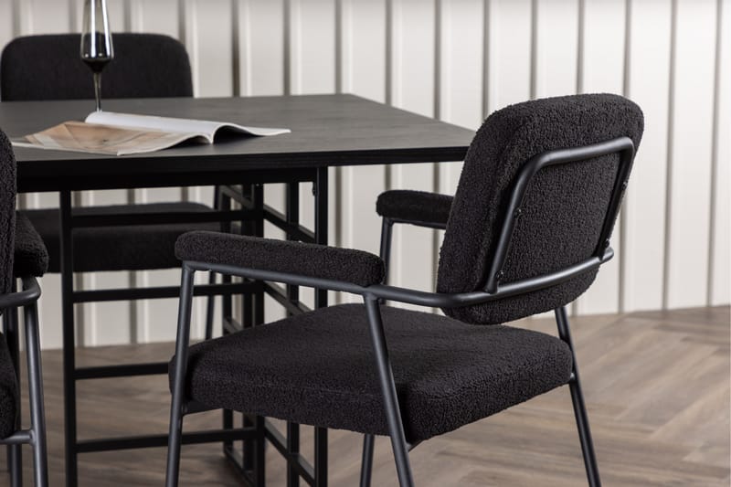 Ystad Spisegruppe 220 cm Rektangulær med 6 Yesterday Stoler - Svart - Møbler - Bord - Spisegrupper