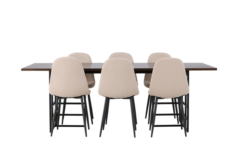 Ystad Spisegruppe 220 cm Rektangulær med 6 Polar Stoler, Beige
