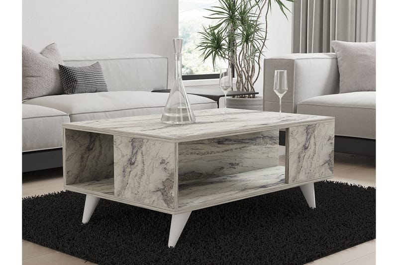 Yuka Sofabord 90 cm - Hvit Marmor - Møbler - Bord - Sofabord