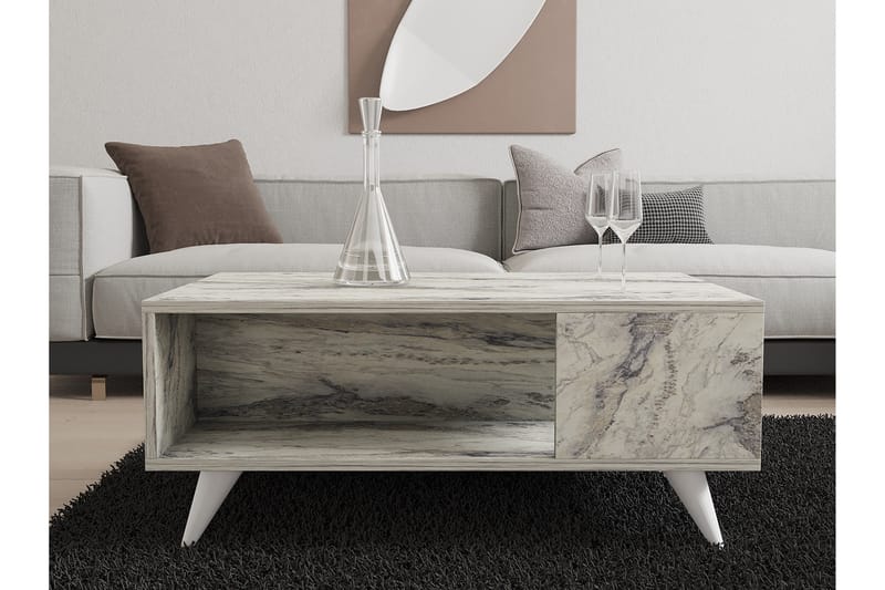 Yuka Sofabord 90 cm - Hvit Marmor - Møbler - Bord - Sofabord