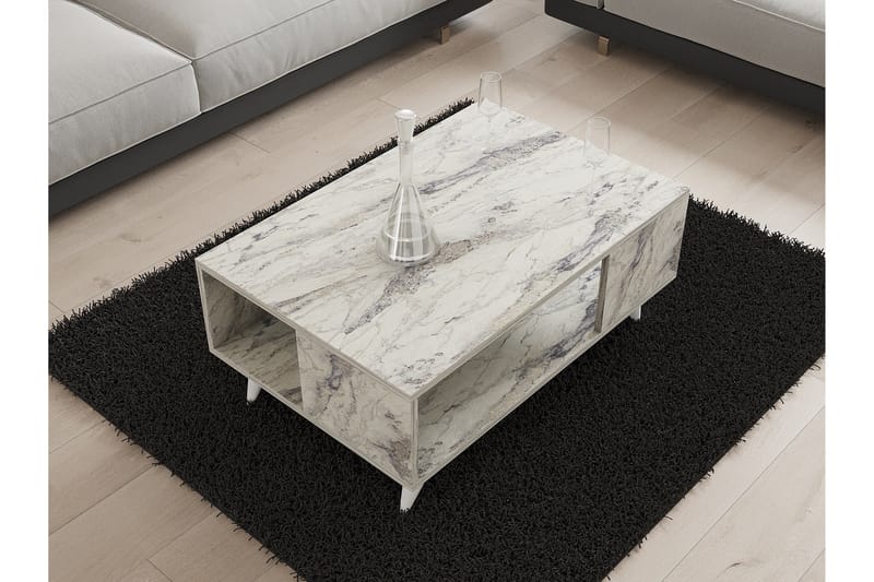 Yuka Sofabord 90 cm - Hvit Marmor - Møbler - Bord - Sofabord