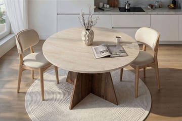 Zalen Spisebord 120x75x120 cm - Travertine Walnut - Møbler - Bord - Spisebord & kjøkkenbord