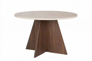 Zalen Spisebord 120x75x120 cm - Travertine Walnut - Møbler - Bord - Spisebord & kjøkkenbord