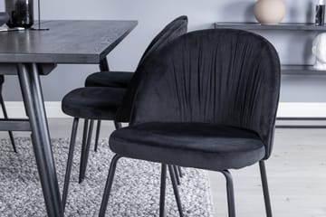 Zenazmi forlengbar spisegruppe 195 cm inkl. 6 Foyos stoler - Svart - Møbler - Bord - Spisegrupper