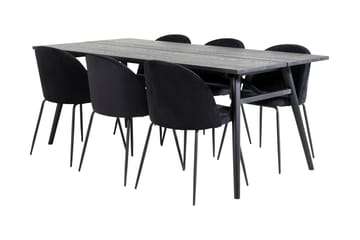 Zenazmi forlengbar spisegruppe 195 cm inkl. 6 Foyos stoler - Svart - Møbler - Bord - Spisegrupper
