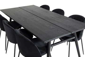 Zenazmi forlengbar spisegruppe 195 cm inkl. 6 Foyos stoler - Svart - Møbler - Bord - Spisegrupper
