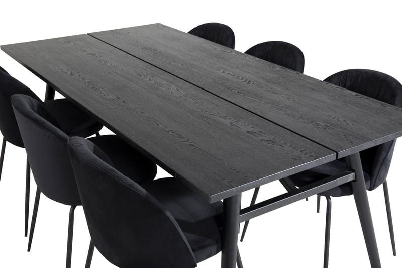 Zenazmi forlengbar spisegruppe 195 cm inkl. 6 Foyos stoler - Svart - Møbler - Bord - Spisegrupper
