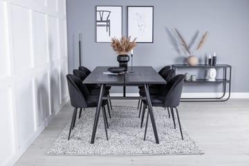 Zenazmi forlengbar spisegruppe 195 cm inkl. 6 Foyos stoler - Svart - Møbler - Bord - Spisegrupper