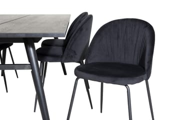 Zenazmi forlengbar spisegruppe 195 cm inkl. 6 Foyos stoler - Svart - Møbler - Bord - Spisegrupper
