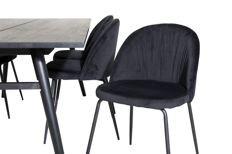 Zenazmi forlengbar spisegruppe 195 cm inkl. 6 Foyos stoler - Svart - Møbler - Bord - Spisegrupper