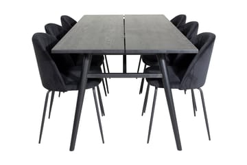 Zenazmi forlengbar spisegruppe 195 cm inkl. 6 Foyos stoler - Svart - Møbler - Bord - Spisegrupper