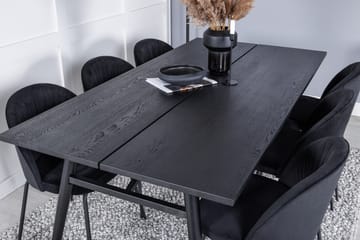 Zenazmi forlengbar spisegruppe 195 cm inkl. 6 Foyos stoler - Svart - Møbler - Bord - Spisegrupper