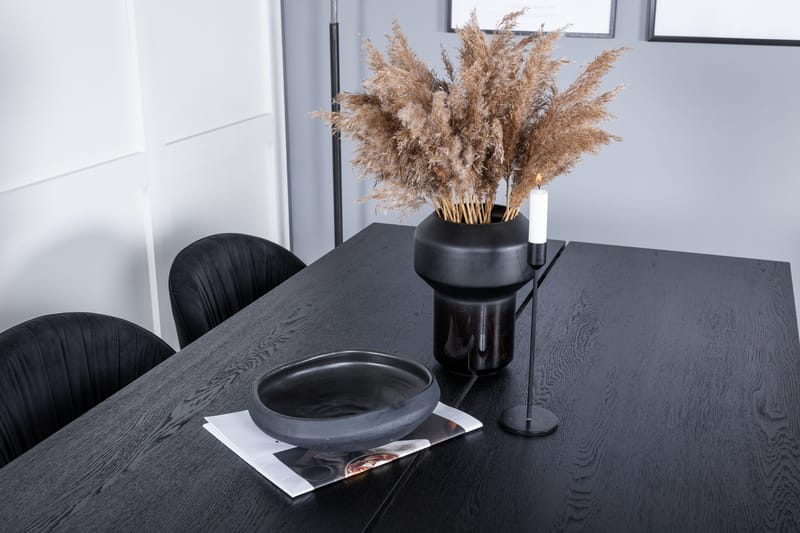 Zenazmi forlengbar spisegruppe 195 cm inkl. 6 Foyos stoler - Svart - Møbler - Bord - Spisegrupper